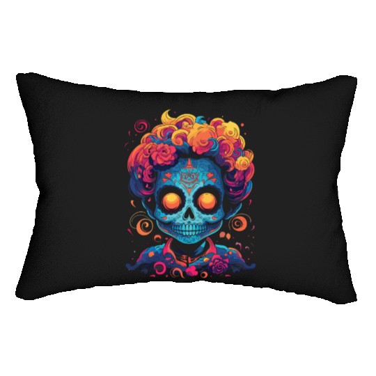 Dia De Los Muertos Sugar Skull Mexican Holiday Lumbar Pillows