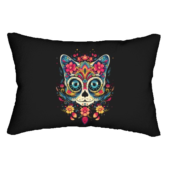 Dia De Los Muertos Sugar Skull Mexican Holiday Lumbar Pillows