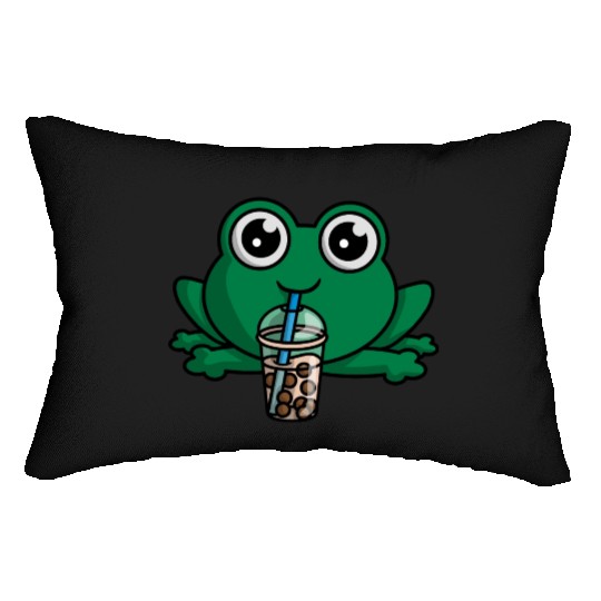 Bubble Boba Tea Drink Frog Cute Anime Kawaii Toad Lumbar Pillows
