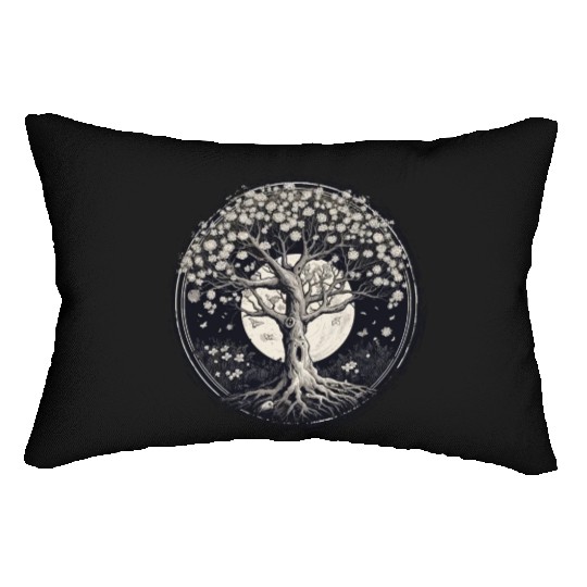 White Tree of Life Lumbar Pillows