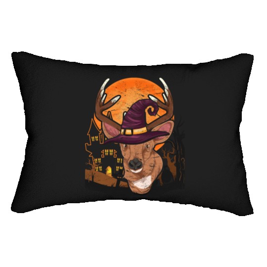 Witch hat forest animal gift Halloween deer Lumbar Pillows
