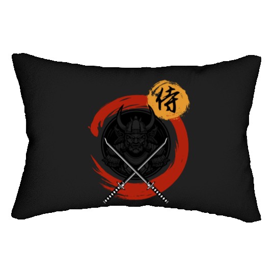 Samurai Warrior with Swords Lumbar Pillows