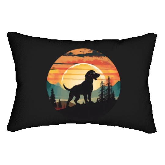 Sunset Serenity: Vintage Dachshund Silhouette Lumbar Pillows