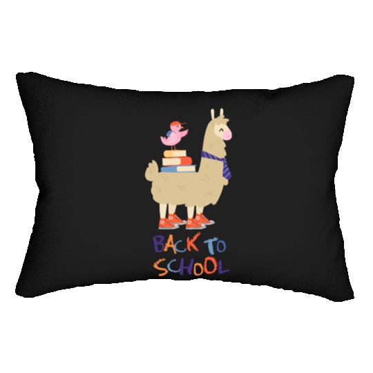 Cute Bird And Playful Lama Back To School Lumbar Pillows