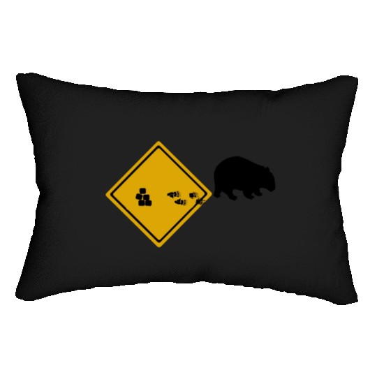 Wombat Poop Cubes Road Sign Lumbar Pillows