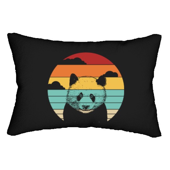 Retro Panda Bear Ailuropoda Melanoleuca Friend Lumbar Pillows
