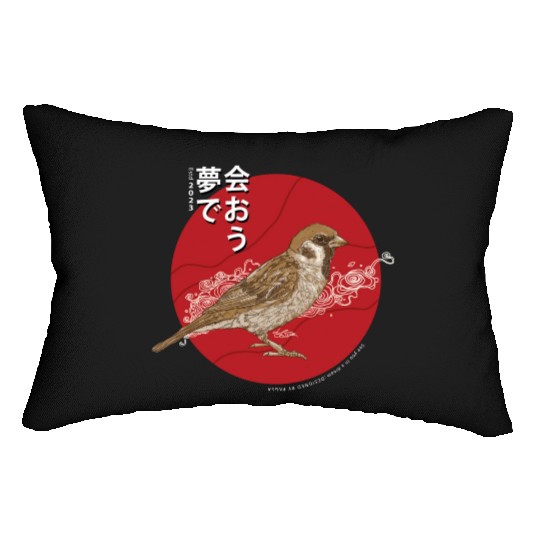 little bird under the setting sun Lumbar Pillows