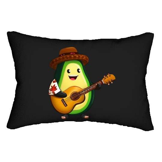 Tropical avocado with guitar Lumbar Pillows