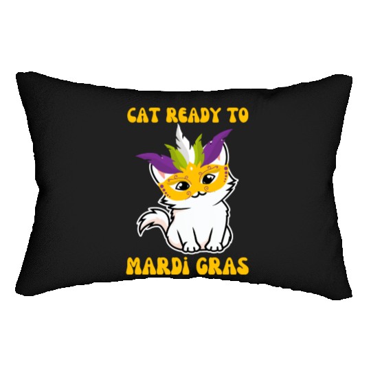 Cat Ready To Mardi Gras Lumbar Pillows