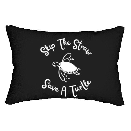 Skip The Straw Save A Turtle Cute Zero Waste Lumbar Pillows