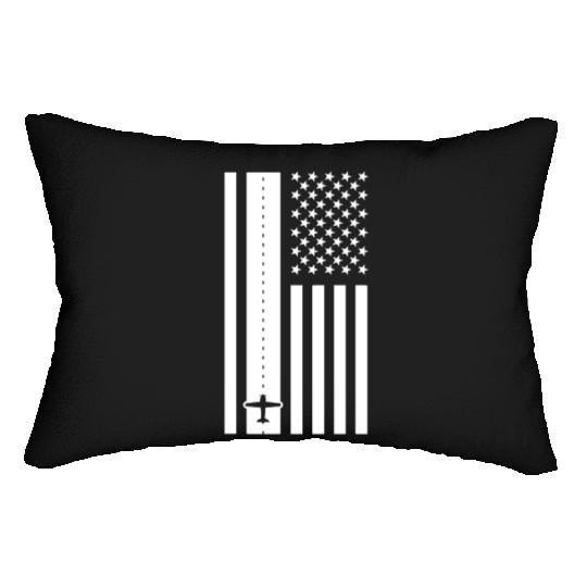 Aircraft Pilot USA Flag Runway Lumbar Pillows