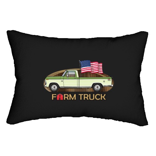 Farm Truck Light Green Lumbar Pillows