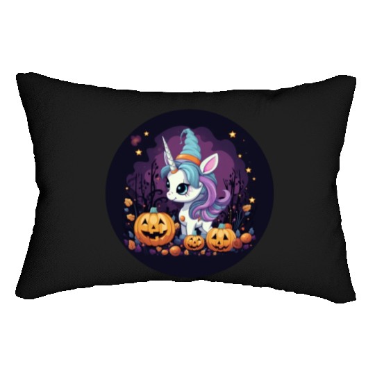 Halloween Unicorn: Midnight Sunset & Witch's Hat Lumbar Pillows
