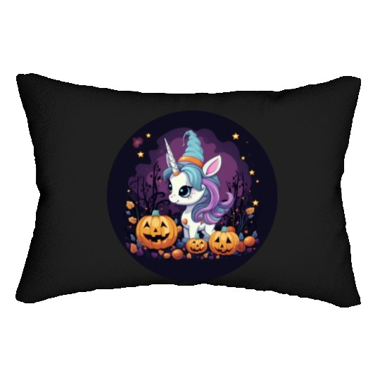 Halloween Unicorn: Midnight Sunset & Witch's Hat Lumbar Pillows