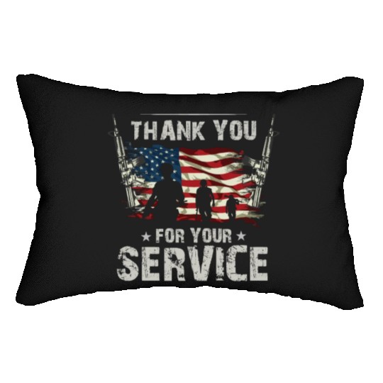 Thank You For Your Service US Flag Veterans Day Lumbar Pillows