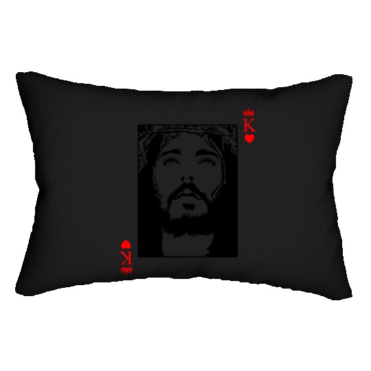 Jesus Is King Jesus King Of Hearts Card Christian Lumbar Pillows