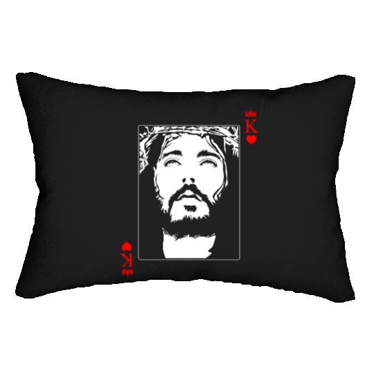 Jesus Is King Jesus King Of Hearts Card Christian Lumbar Pillows