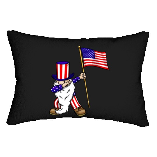 4th of July Gnome Dab Lumbar Pillows