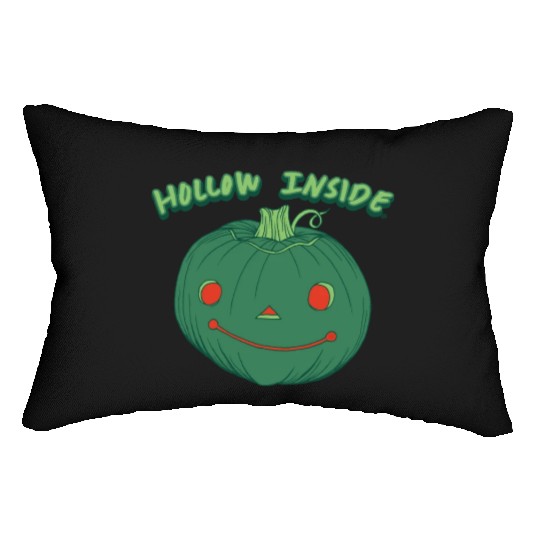 Hollow Inside - Punny Green Jack-o-Lantern Pumpkin Lumbar Pillows