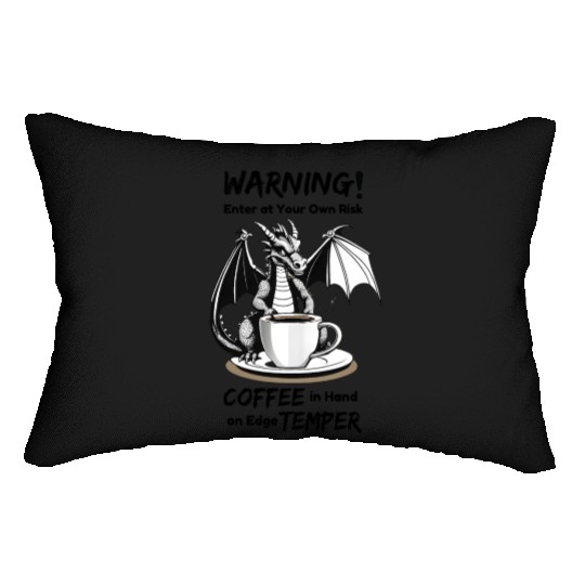 Angry Dragon Coffee Phrase Lumbar Pillows