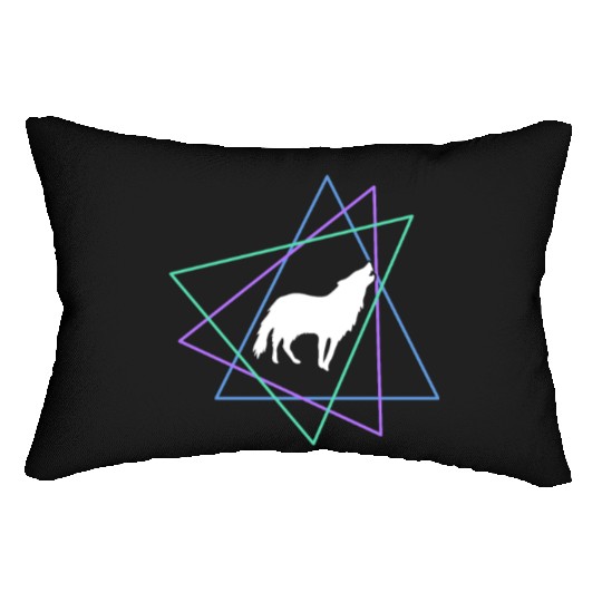 Geometric Howling Wolf Lumbar Pillows