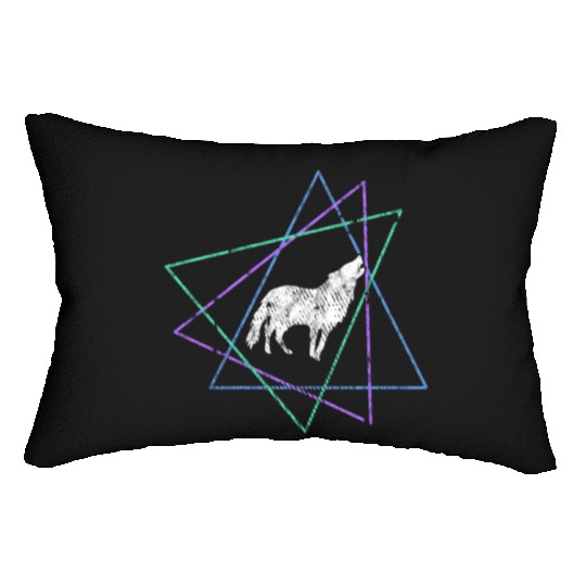 Geometric Howling Wolf Lumbar Pillows