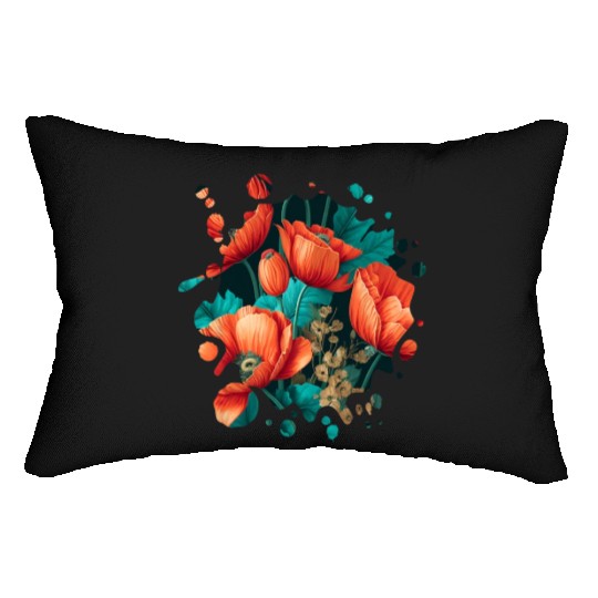 Vintage Poppy Inspired Flower Plant Lover Funny Lumbar Pillows