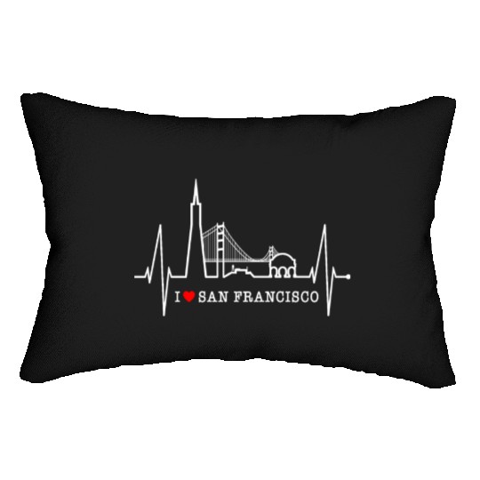 San Francisco Skyline Heartbeat California Lover Lumbar Pillows