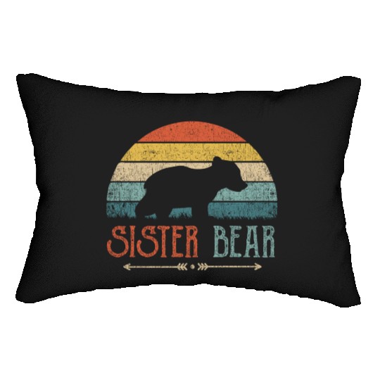 Cute Sister Bear Retro Little Sister Vintage Big Lumbar Pillows