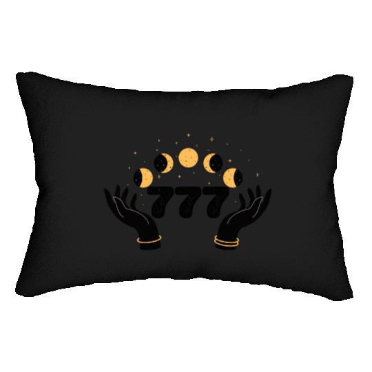 Angel Numbers 777 Moon Cycle Hands Lumbar Pillows