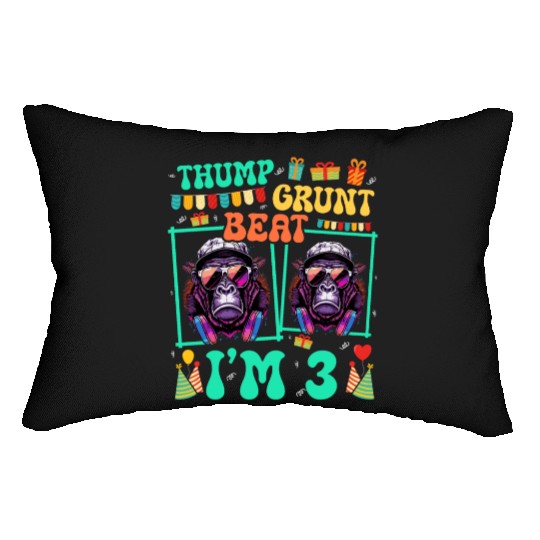 Thump Grunt Beat I'm 3 Gorilla Lover Kid 3rd Lumbar Pillows