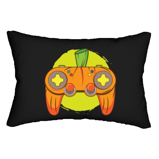 Gamer Life Halloween Pumpkin Head Video Game Lumbar Pillows