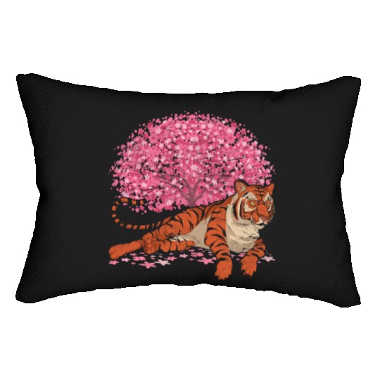 Cherry Blossom Tree Predator Gift Sakura Tiger Lumbar Pillows