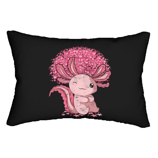 Cherry Blossom Tree Amphibian Gift Sakura Axolotl Lumbar Pillows