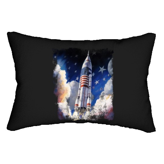 Patriotic Starship US Astronauts Stars and Stripes Lumbar Pillows