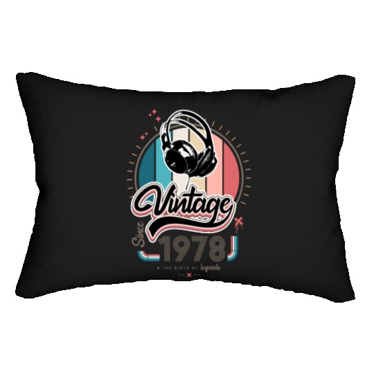 Vintage since 1978 headphones Lumbar Pillows