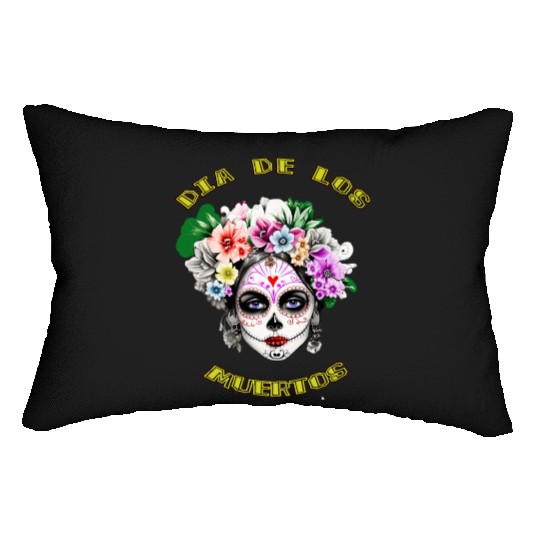 flower girl - day of the dead Lumbar Pillows