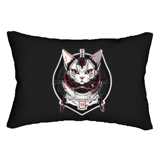 Samurai Space Cat Saga: Cosmic Feline Embarks on a Lumbar Pillows
