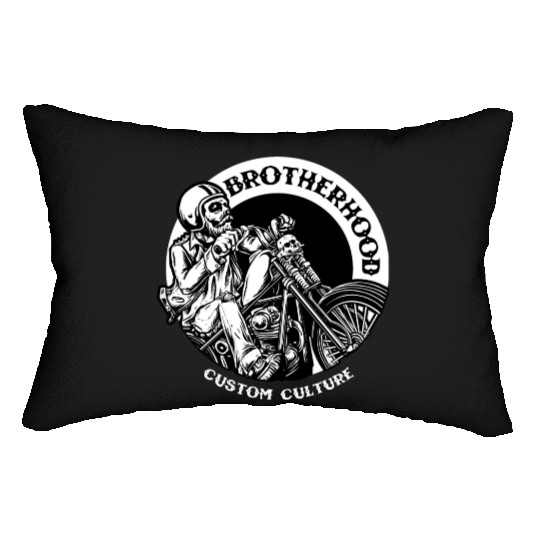 Riding brotherhood culture, skeleton riding a bike Lumbar Pillows