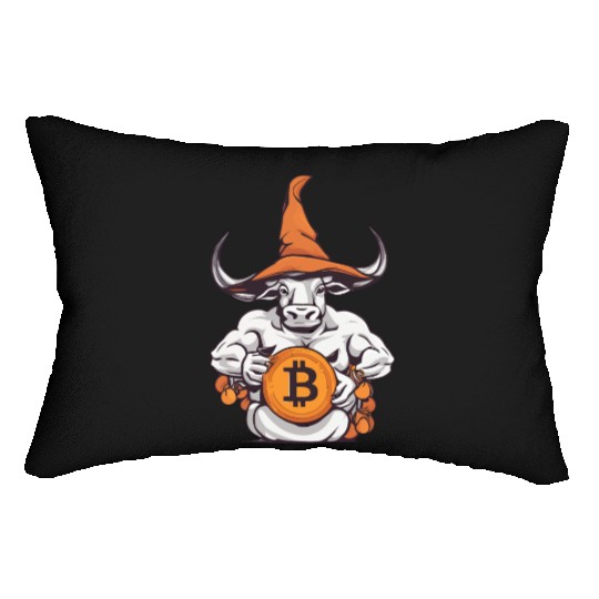 Halloween Bitcoin Wizard Bull Lumbar Pillows
