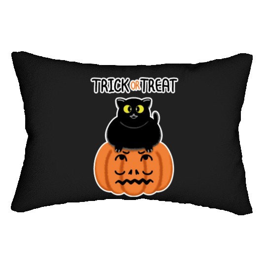 Trick or Treat Black lucky cat with sweetest eyes. Lumbar Pillows