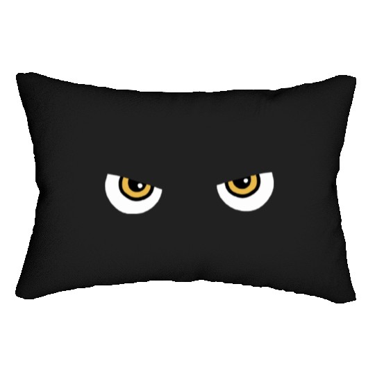 Black Cat Yellow Eyes | Halloween Cat Lovers Gift Lumbar Pillows