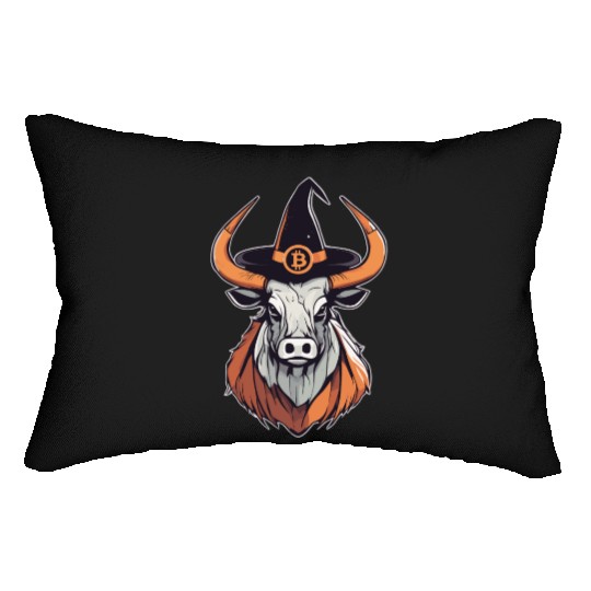 Halloween Bitcoin Wizard Bull Lumbar Pillows