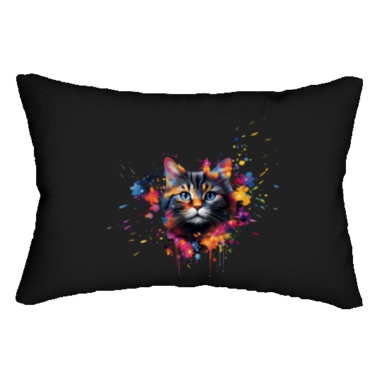 Realistic Animal Portrait Shorthair Cat Lumbar Pillows