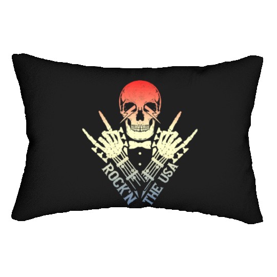 Rock n The Usa Rock Roll Skeleton Guitar Lumbar Pillows