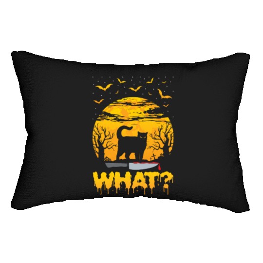 Funny What Cat Scary Creepy Halloween Lumbar Pillows