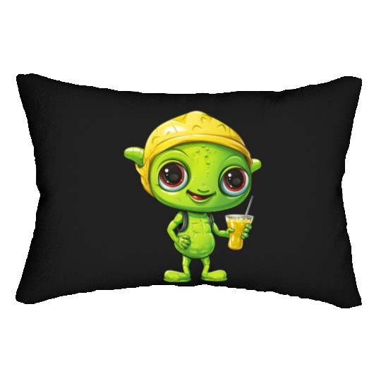 Refreshing Alien Lemonade: Green & Yellow Blend Lumbar Pillows