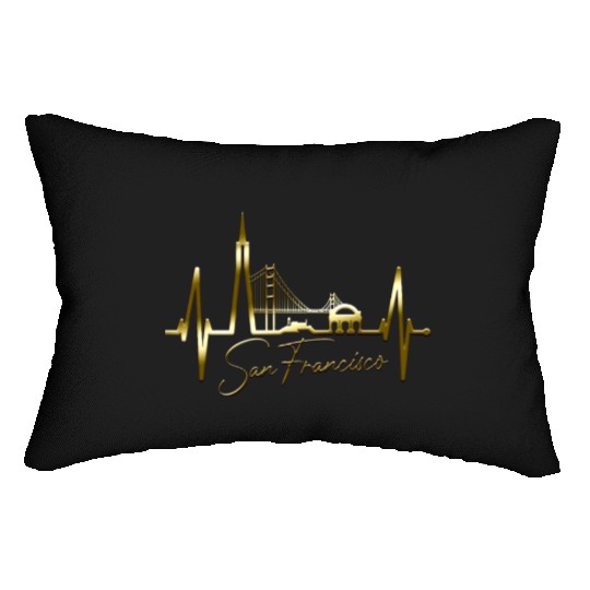 San Francisco Skyline Heartbeat California Lover Lumbar Pillows