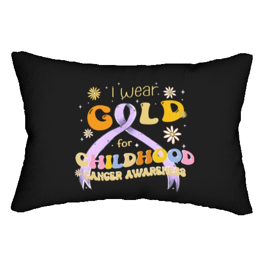 I Wear Gold For Childhood Cancer Awareness Lumbar Pillows
