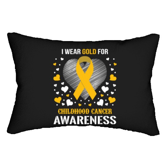 I Wear Childhood Cancer Awareness Supporter Ribbon Lumbar Pillows
